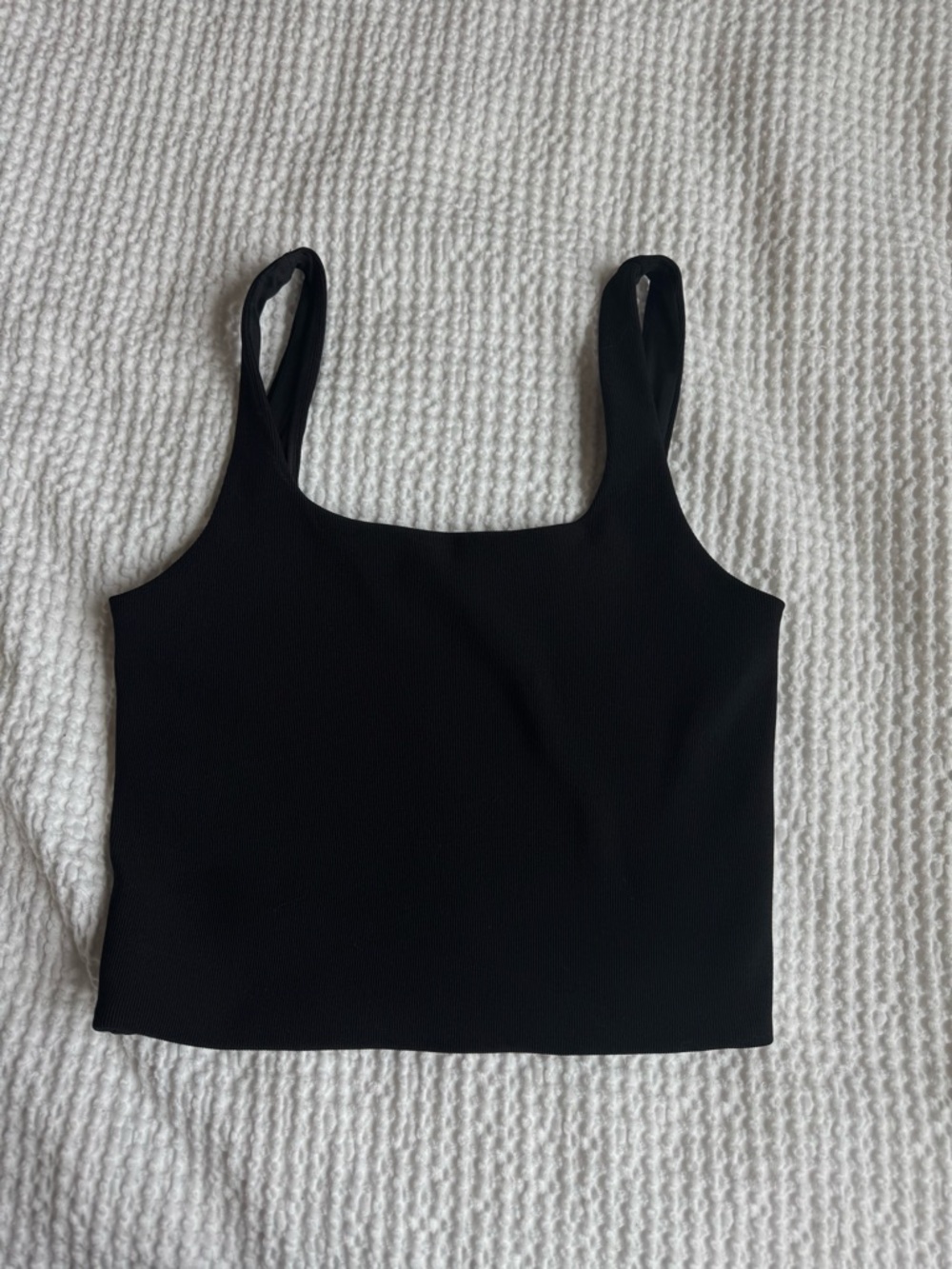Express Black Square-Neck Cropped Tank Top